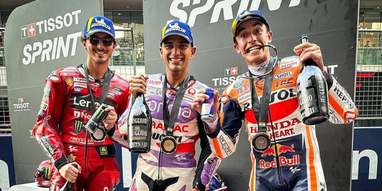 Jorge Martin Rajai Sprint Race MotoGP India, Marc Marquez Podium