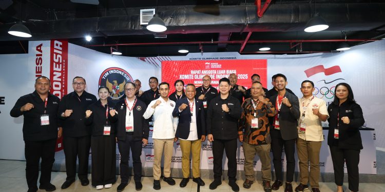 NOC Indonesia usai melakukan Rapat Anggota Luar Biasa